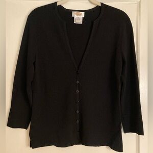 Talbots V Neck Classic Black Cardigan Sweater sz S